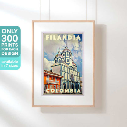 Retro Filandia poster leaning against a white wall