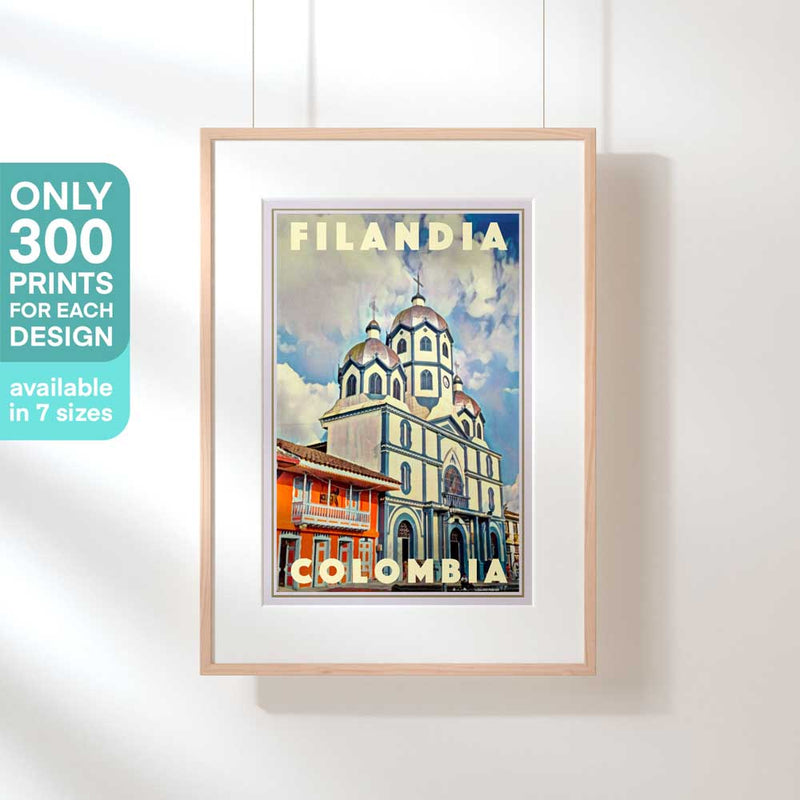 Retro Filandia poster leaning against a white wall