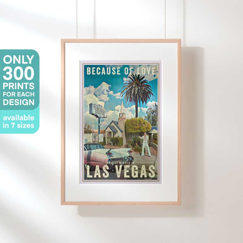 Affiche de Las Vegas en édition limitée | A cause de l'amour, Hommage à Elvis par Alecse | Cadeau d'anniversaire de mariage de Las Vegas