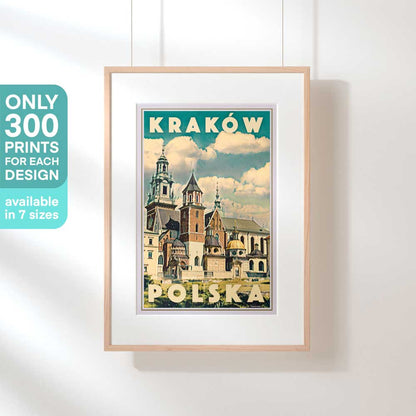 Limited edition Kraków Wawel Cathedral poster hanging display, only 300 prints available in 7 sizes
