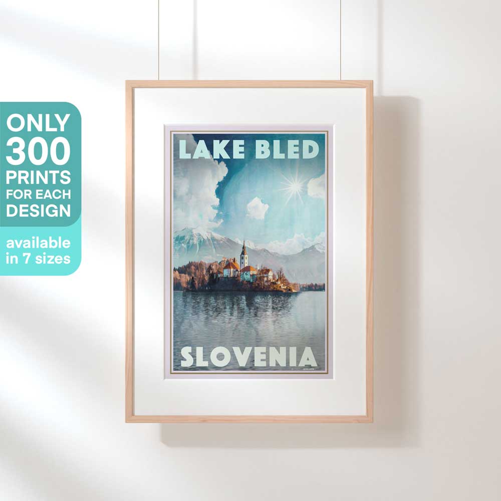 Lake Bled Travel Poster in Elegant Hanging Frame - Limited to 300 Copies by Artist Alecse