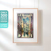 Limited Edition Paris Poster - 300 Copies Exclusive Le Marais Artwork in Hanging Frame