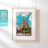 Framed limited edition Sagrada Familia poster by Alecse, a collectible of 300 copies for Barcelona enthusiasts