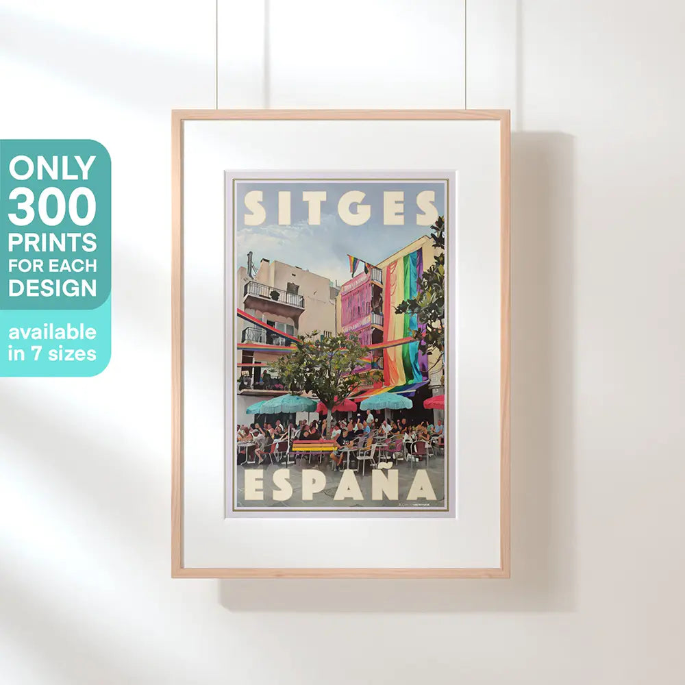 Vintage Sitges Pride travel poster by Alecse, limited edition wall art
