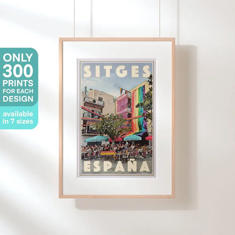 Vintage Sitges Pride travel poster by Alecse, limited edition wall art