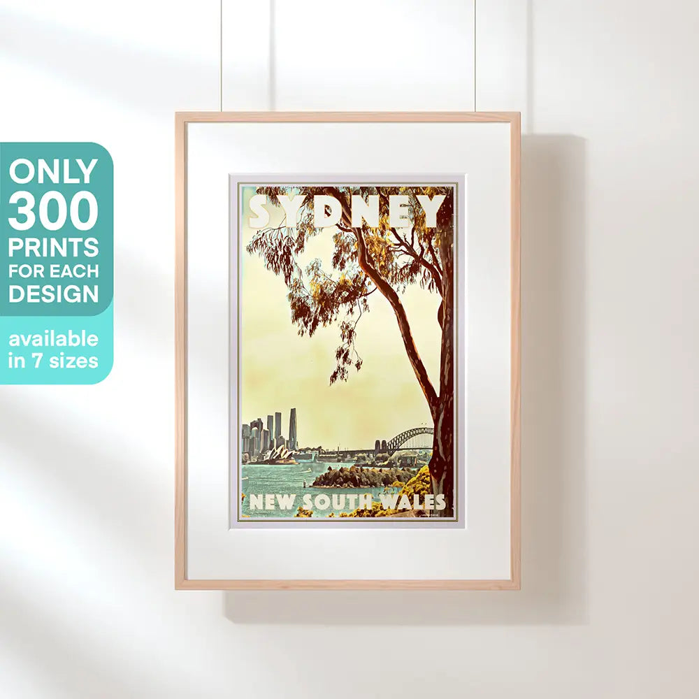 Vintage Sydney Harbour travel poster by Alecse featuring Opera House and Harbour Bridge - Limited Edition Art print