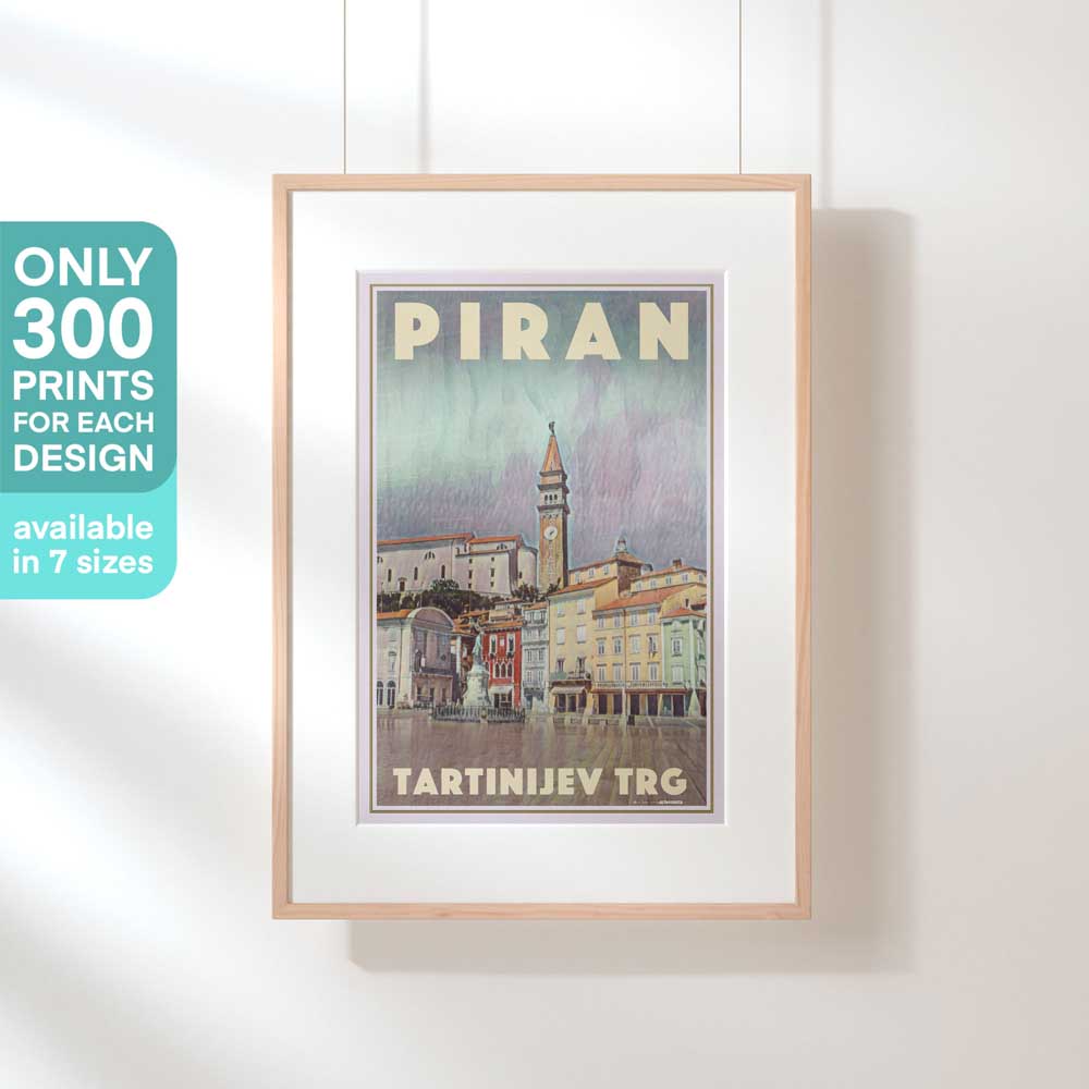 Limited Edition Piran Travel Poster, tartini Square by Alecse, 300ex