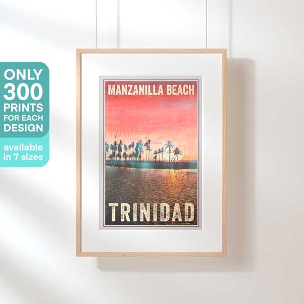 Framed Manzanilla Beach Art - Numbered Limited Edition Caribbean Poster