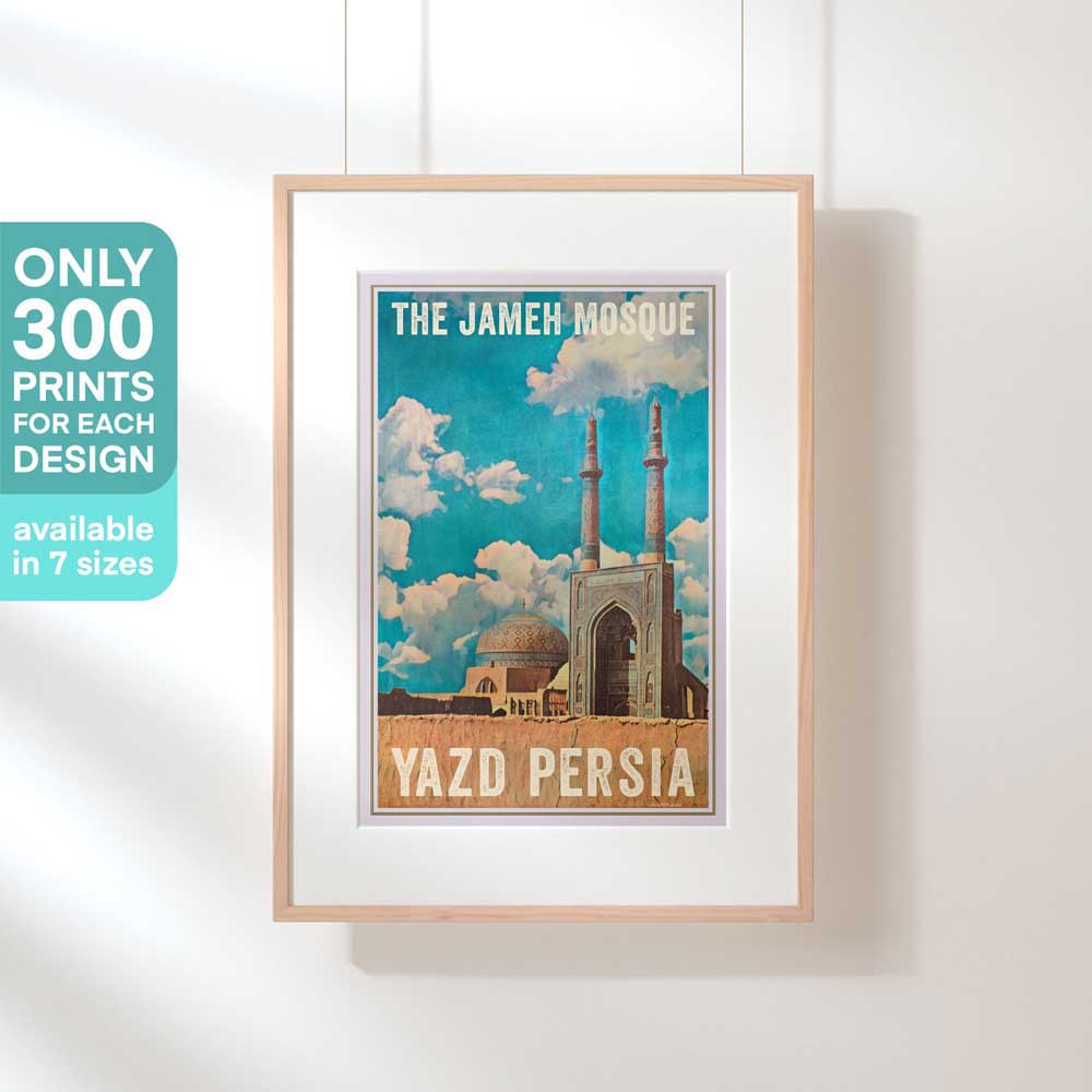 Limited edition Yazd poster by Alecse™ beautifully displayed in a hanging frame (300ex)