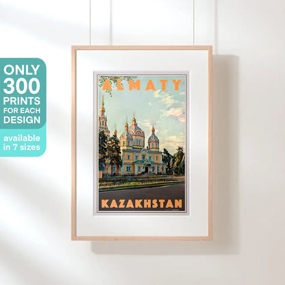 Vintage Almaty travel poster of Zenkov Cathedral, limited to 300 prints, framed wall art