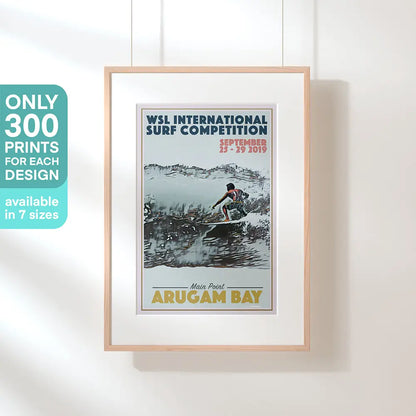 Limited edition certification showing the Arugam Bay surf poster available in only 300 copies worldwide.