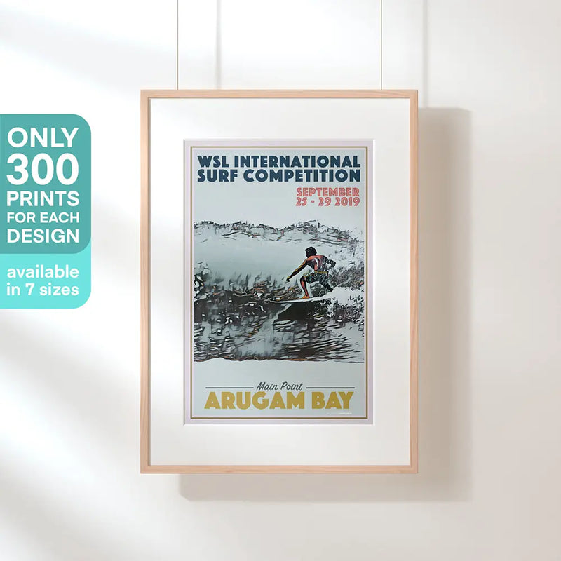 Limited edition certification showing the Arugam Bay surf poster available in only 300 copies worldwide.