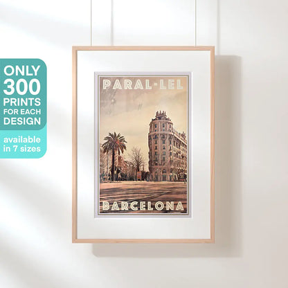 Barcelona Paral lel framed poster with limited edition of 300 prints mention, vintage Barcelona wall art by Alecse