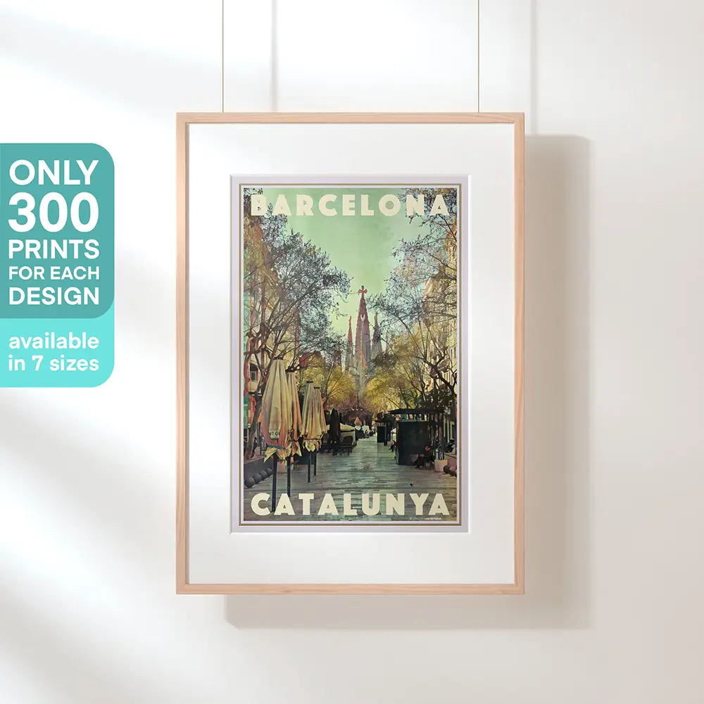 Barcelona Sagrada Familia framed poster with limited edition of 300 prints mention, vintage Barcelona wall art by Alecse