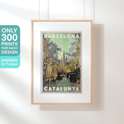 Barcelona Sagrada Familia framed poster with limited edition of 300 prints mention, vintage Barcelona wall art by Alecse