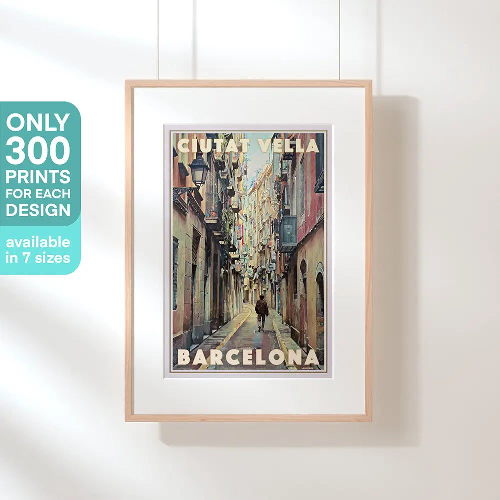 Ciutat Vella Barcelona limited-edition poster by Alecse, part of a 300-copy certified series