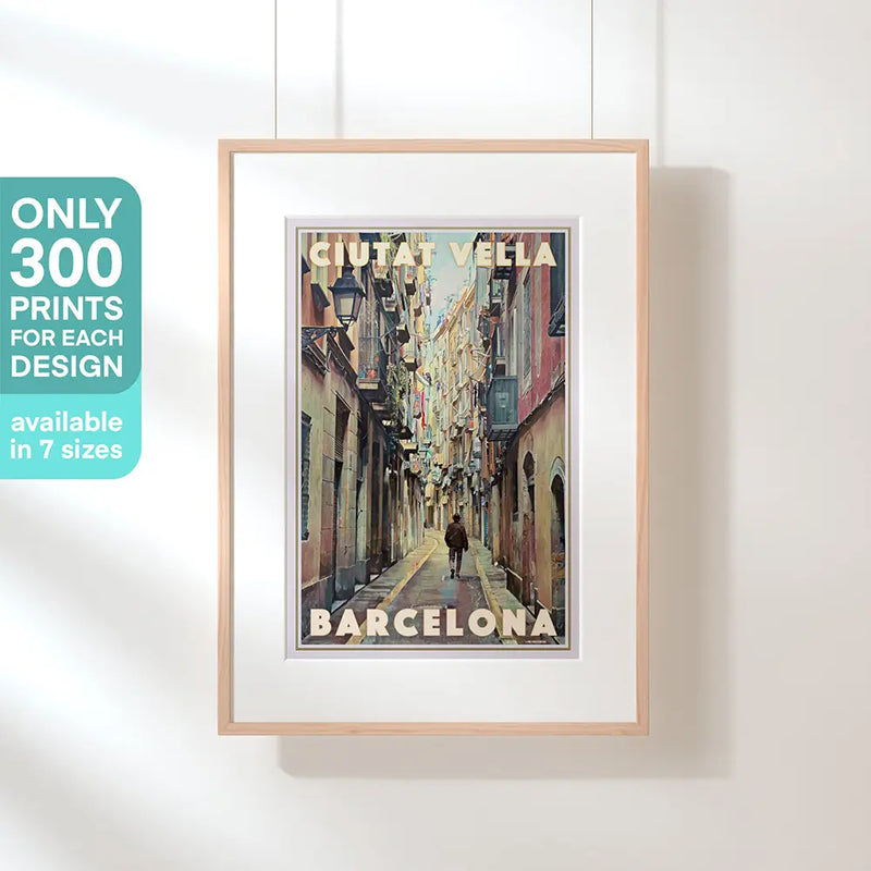 Ciutat Vella Barcelona limited-edition poster by Alecse, part of a 300-copy certified series