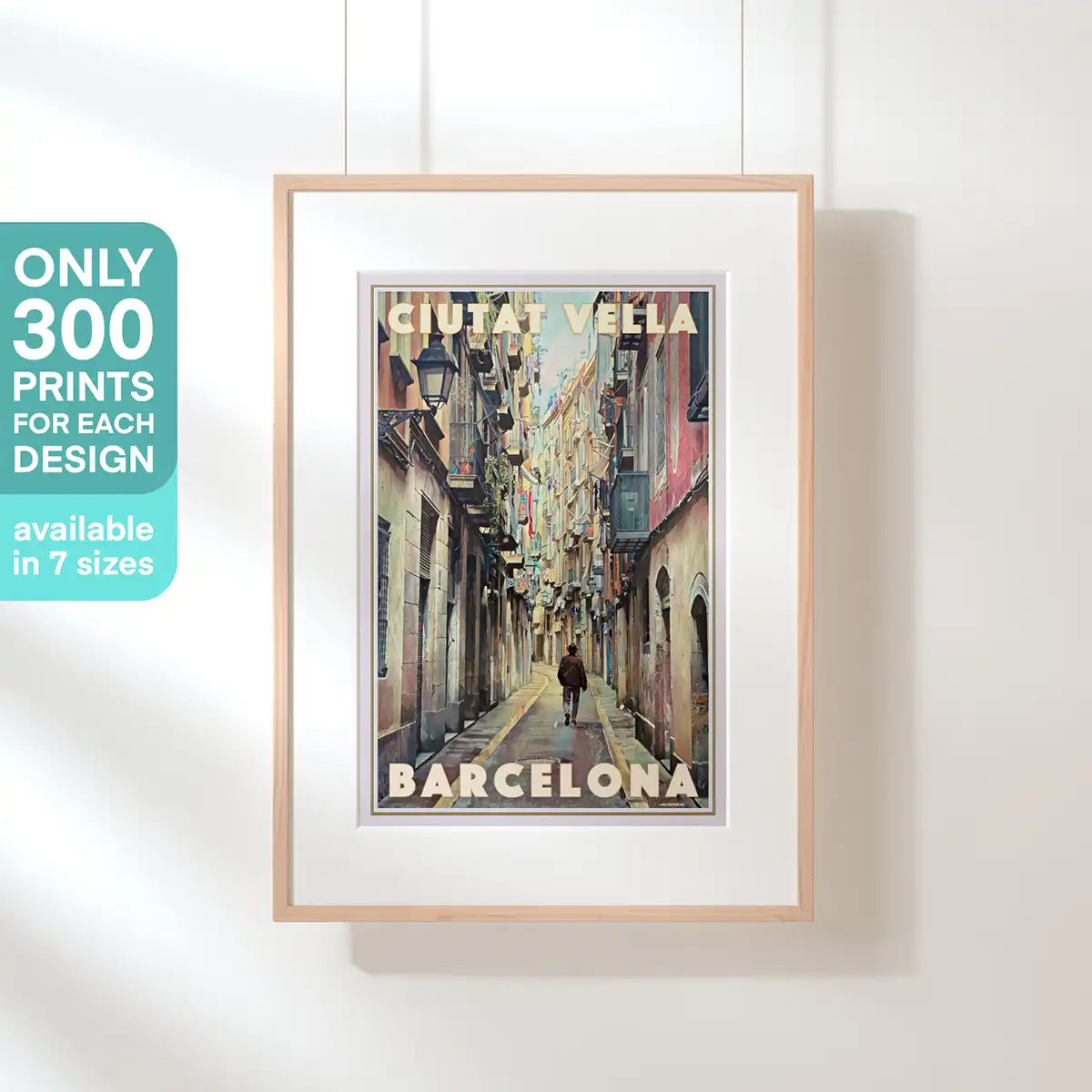 Ciutat Vella Barcelona limited-edition poster by Alecse, part of a 300-copy certified series