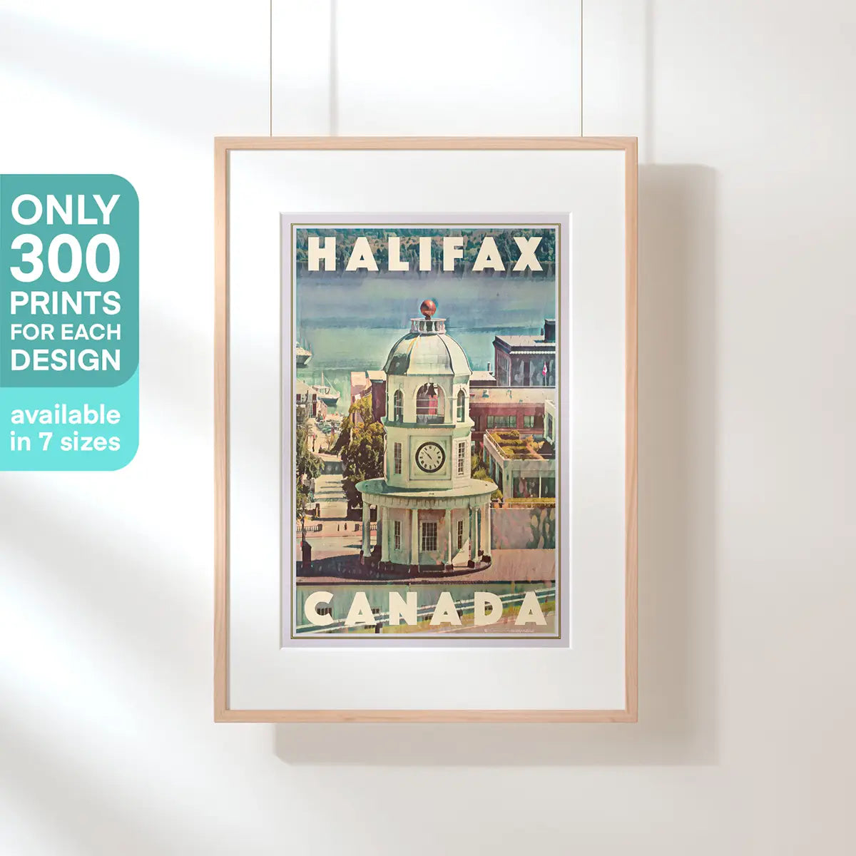 Halifax Harbor framed poster with limited edition of 300 prints label, vintage coastal wall decor