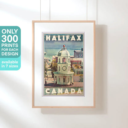 Halifax Harbor framed poster with limited edition of 300 prints label, vintage coastal wall decor