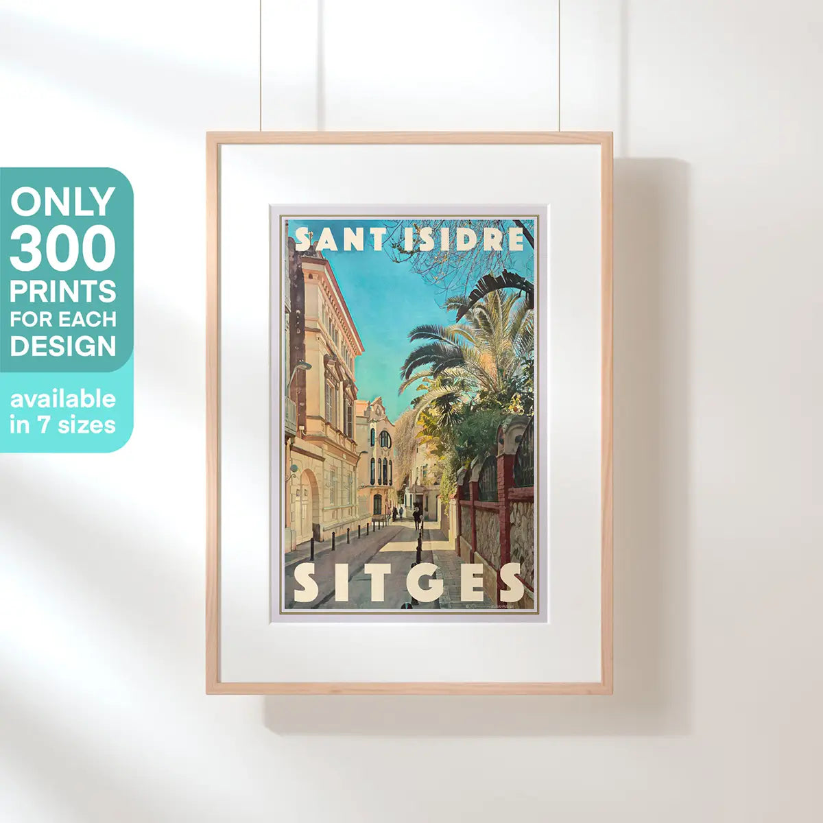 Sant Isidre Sitges framed poster with limited edition of 300 prints label, Mediterranean wall decor