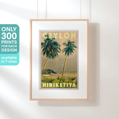 Framed poster of Ceylon showcasing Hiriketiya left surf point, limited edition print by Alecse