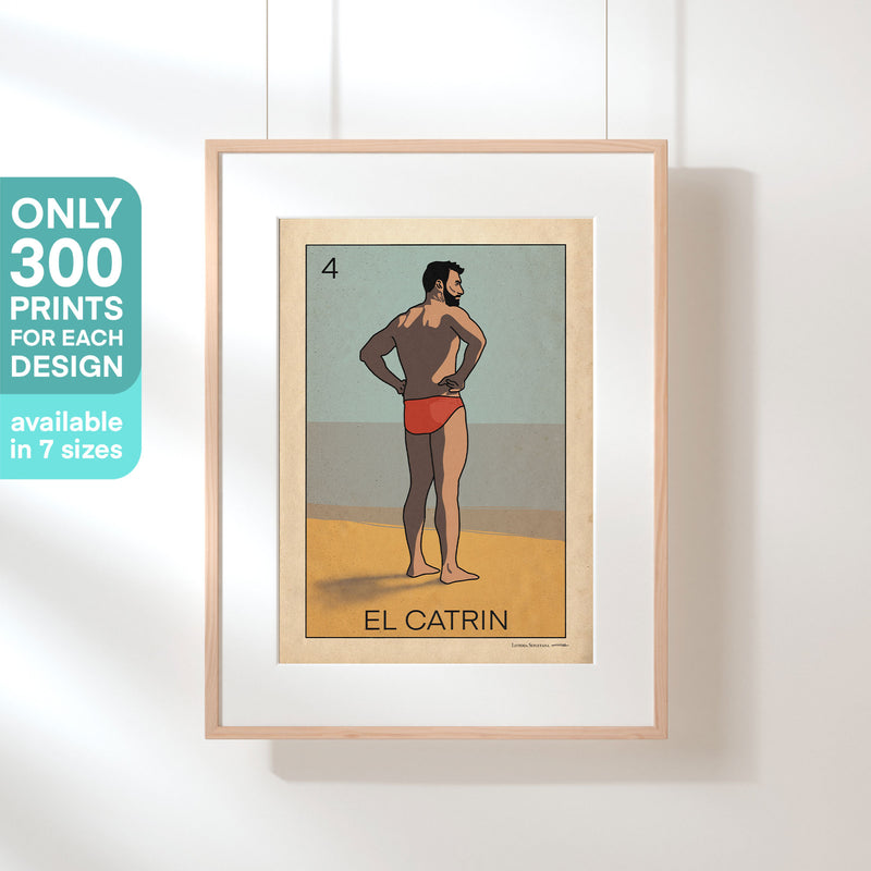 Framed El Catrín poster with a cartel highlighting its limited edition of 300 copies, perfect for collectors and design lovers