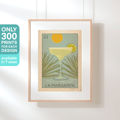 Framed La Margarita poster with a cartel indicating its limited edition of 300 copies, perfect for cocktail lovers and collectors