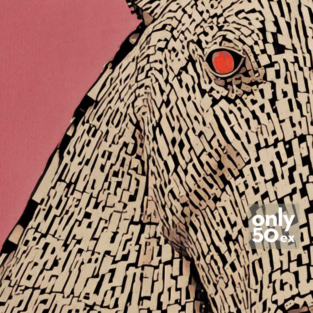 Detail of The Kelpies poster by Alecse showing limited edition of 50 copies – exclusive collector travel print with vintage style