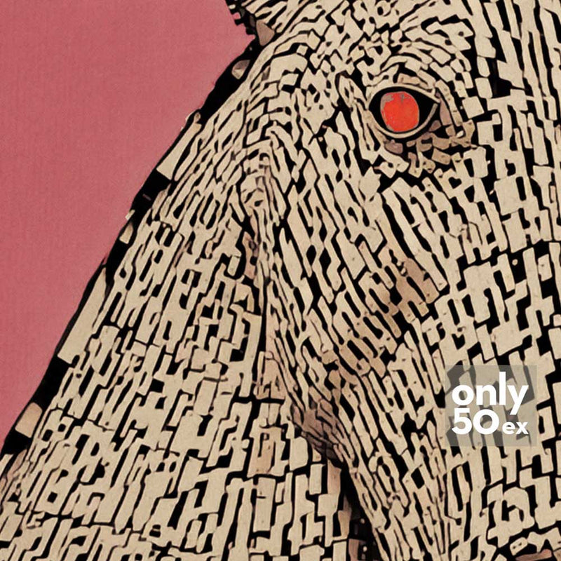 Detail of The Kelpies poster by Alecse showing limited edition of 50 copies – exclusive collector travel print with vintage style