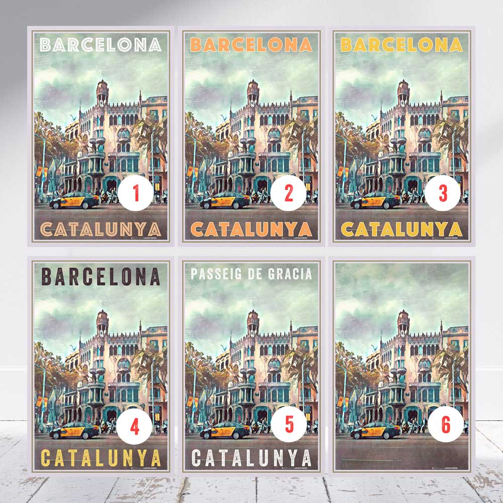Barcelona poster available in 6 different title options