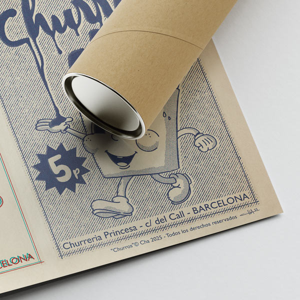 Corner of the Churros poster and shipping tube.