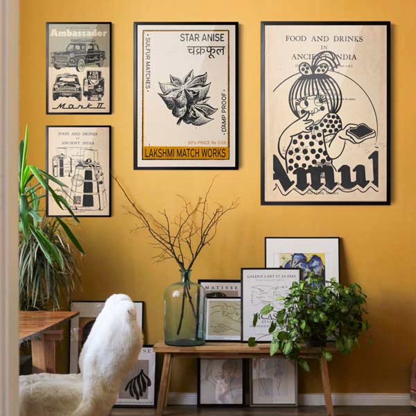 Great Indian Decor Collection by Cha: BnW Poster Art Inspired by Indian Mass Culture and Traditional Matchbox Designs