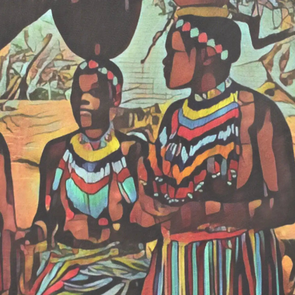 Close up detail of The Swazi People Eswatini travel poster by Alecse