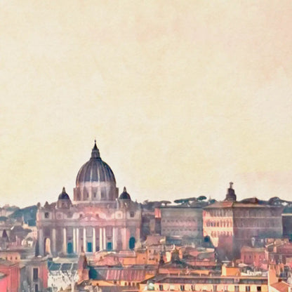 Vintage-inspired Rome Vatican poster by Alecse highlighting the signature half-tone printing technique