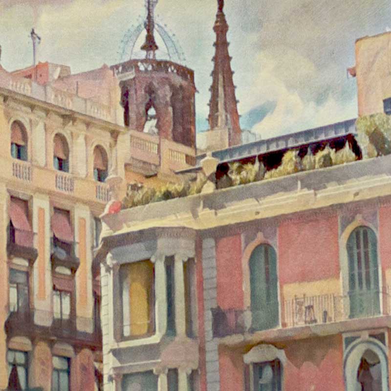 Details of Angel Square in the Barcelona poster by Alecse