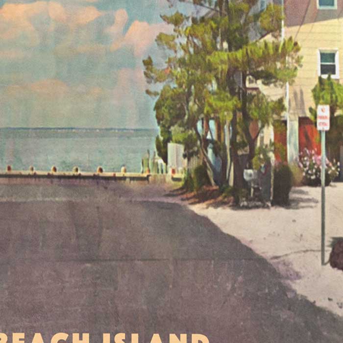 Detail view of Alecse’s half-tone effect showing a dreamy blue sky over Brant Beach, New Jersey