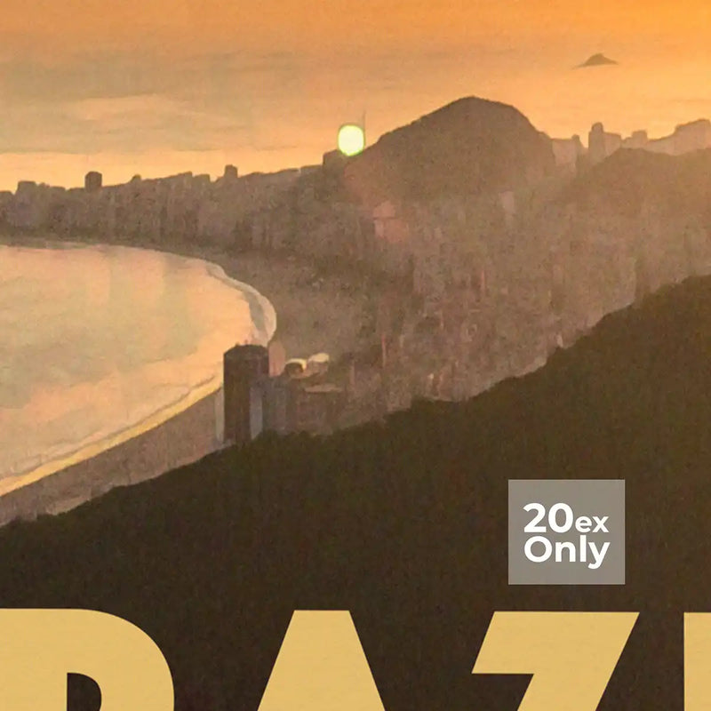 Detail of Rio’s coastline and mountains under the golden sunset.