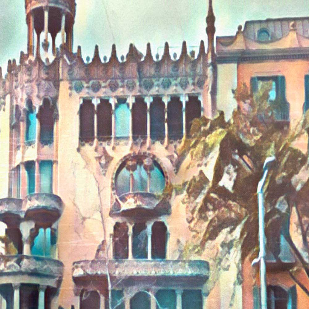 Detailed Artwork of Casa Lleó Morera Barcelona Poster Revealing Alecse's Soft Focus Style