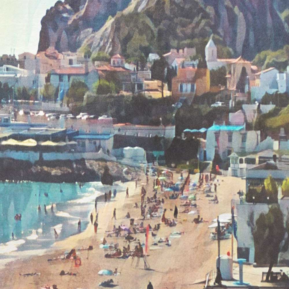 Close-up view of the Garraf Beach poster showing Alecse's soft focus style.