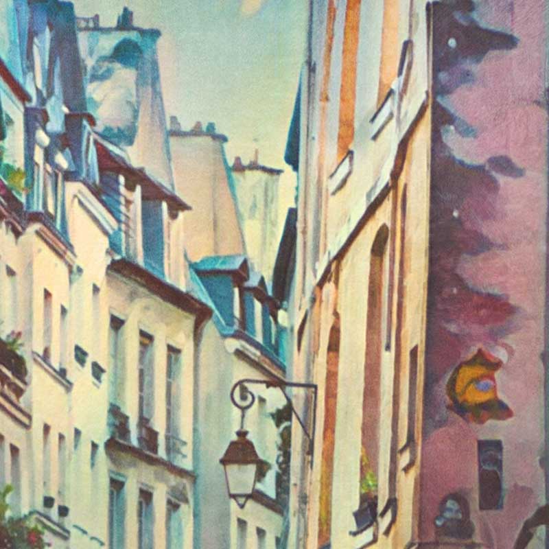 Alecse Poster Detail - Unique Half-Tone Style of Le Marais Paris Travel Art
