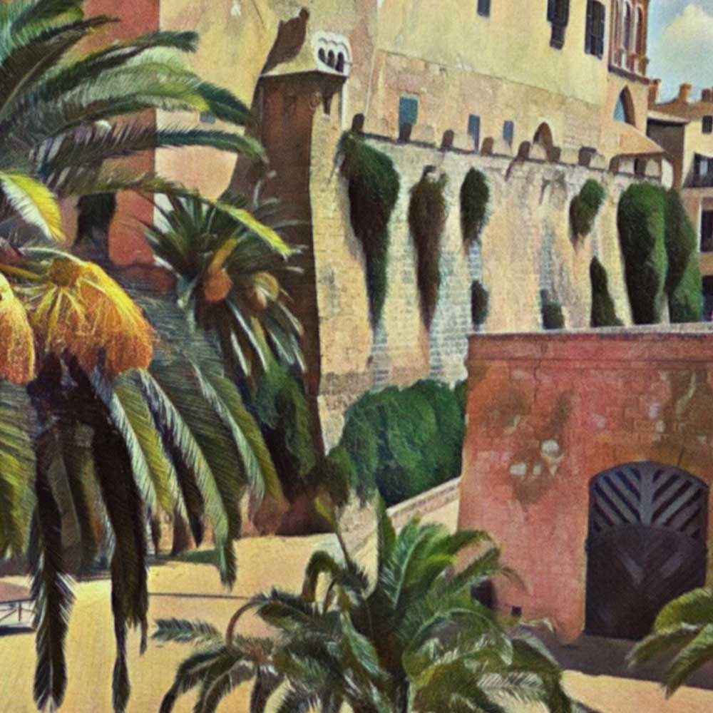 Close-up view of the La Ciutat Palma poster, showcasing Alecse’s soft-focus technique and retro-inspired details