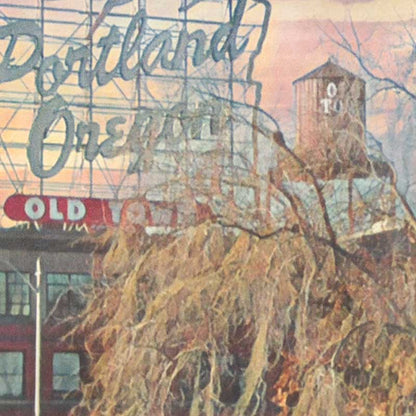 Details of the White Stag sign in the Portland poster