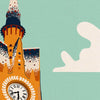 Details of the poster of Sitges by Cha: The clocktower at Cap de la Vila