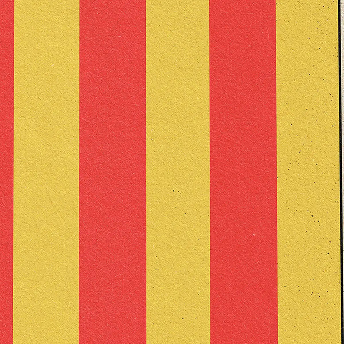 Detail of La Bandera poster from the Spanish Capsule collection by Cha, showing textured vertical red and yellow stripes