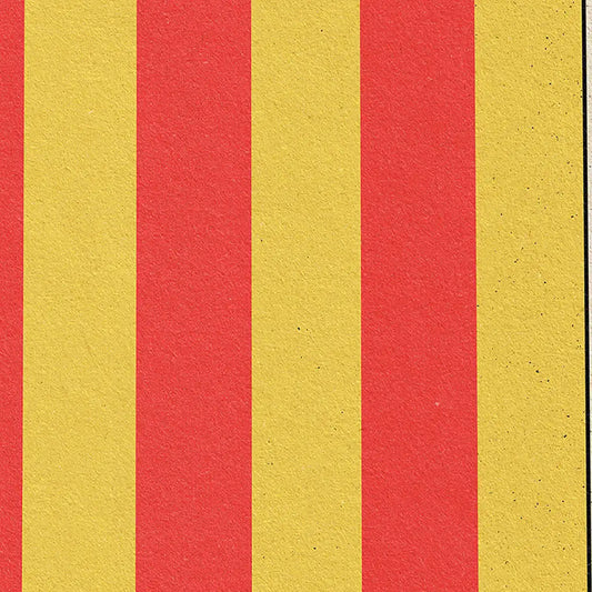 Detail of La Bandera poster from the Spanish Capsule collection by Cha, showing textured vertical red and yellow stripes