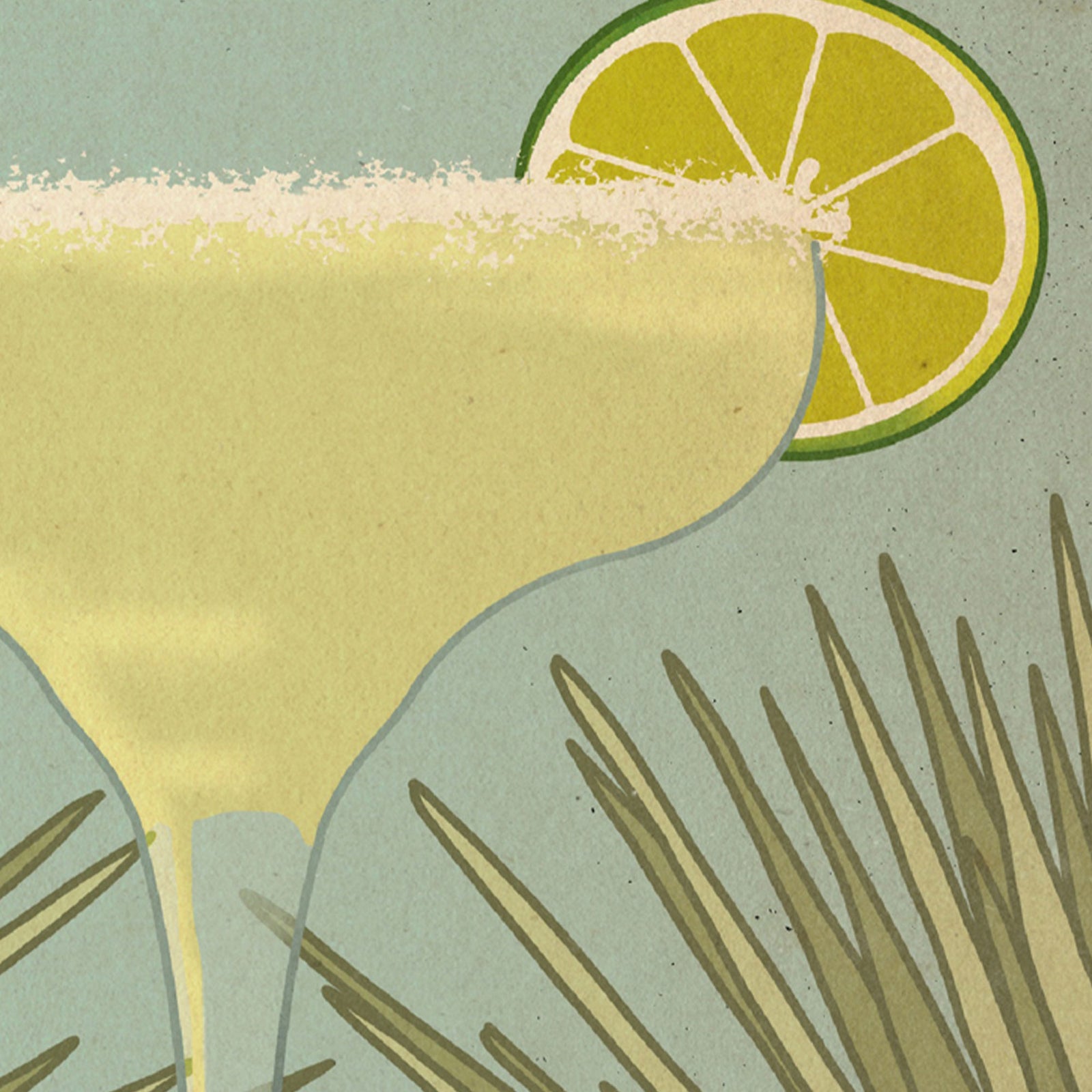Detailed view of the Margarita cocktail poster, highlighting the salt-rimmed glass, lime slice, and elegant color palette