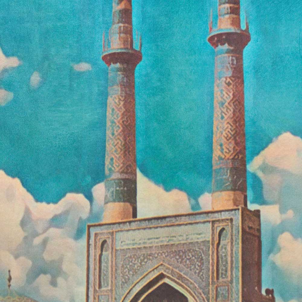 Close-up detail of the Yazd poster highlighting the intricate artwork by Alecse™