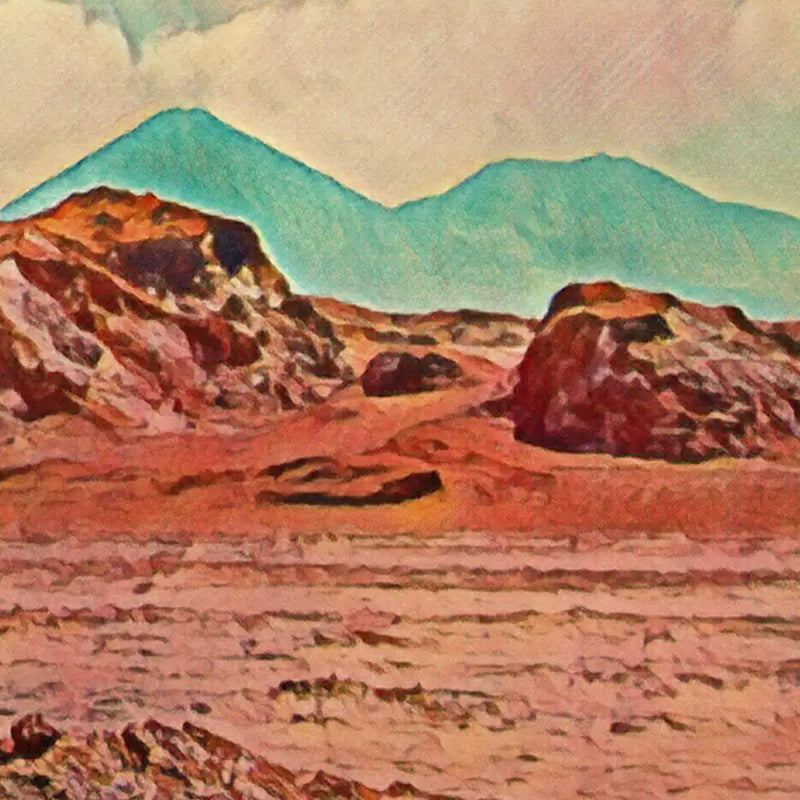 Close-up of retro-style Chile poster showing half-tone texture