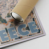 Lower right corner of the Athens Greece print with Alecse’s signature and a cardboard shipping tube